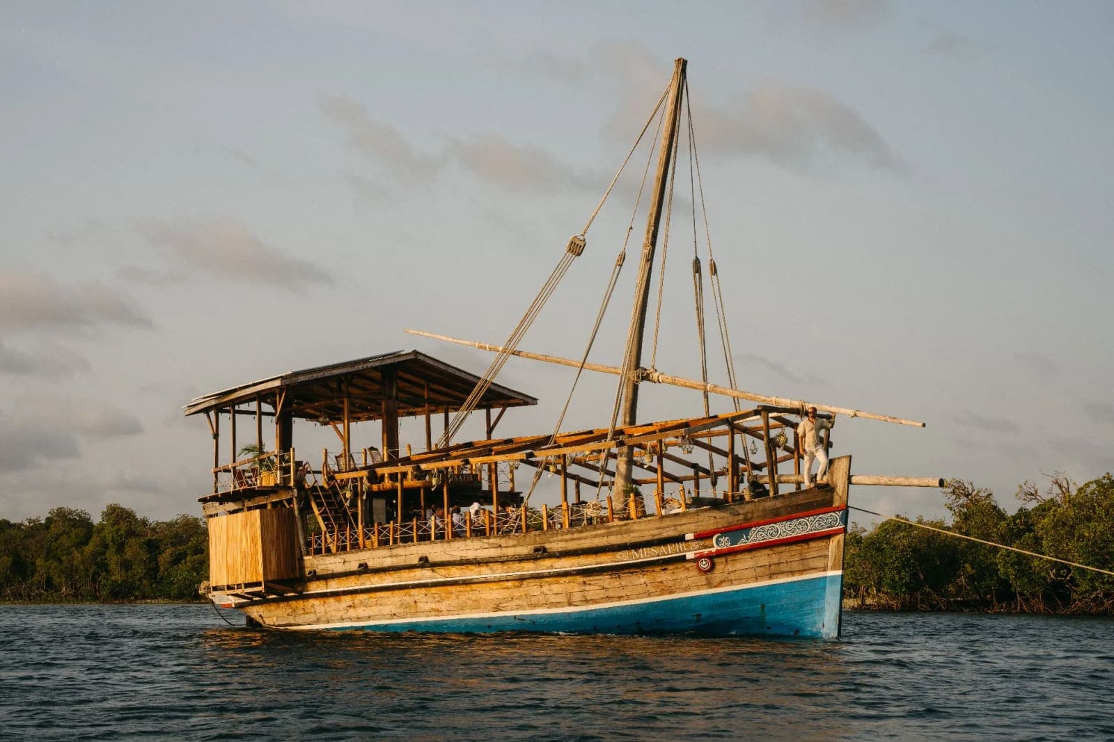 The dhow on Mida Creek at sunset